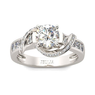 Jeulia Twist Round Cut Sterling Silver Ring