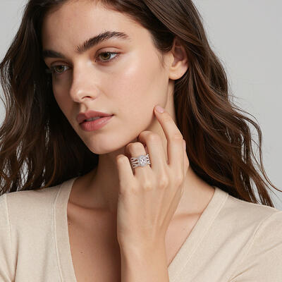 "Amazed by You" Radiant Cut Ring Set
