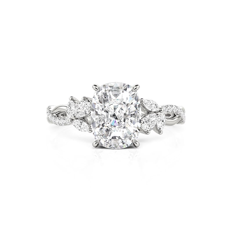 Jeulia Twist Cluster Cushion Cut Engagement Ring