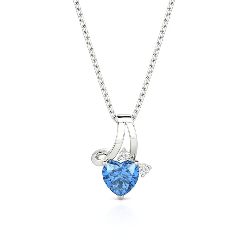 Jeulia Custom Ribbon Bow & Heart Birthstone Necklace
