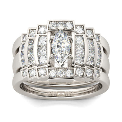Jeulia 3PC Marquise Cut Sterling Silver Ring Set