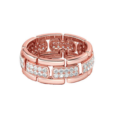 Jeulia Art Deco Round Cut Sterling Silver Men's Band