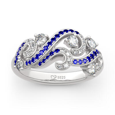 Jeulia "Life Reminder" Ocean Waves Design Sterling Silver Ring