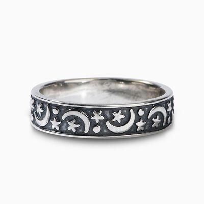 Jeulia "Moon & Star" Sterling Silver Band