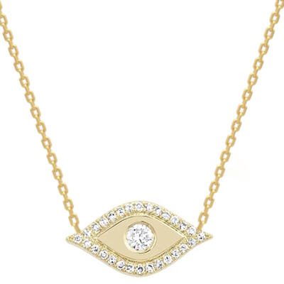 Jeulia "Evil Eye" Round Cut Sterling Silver Necklace
