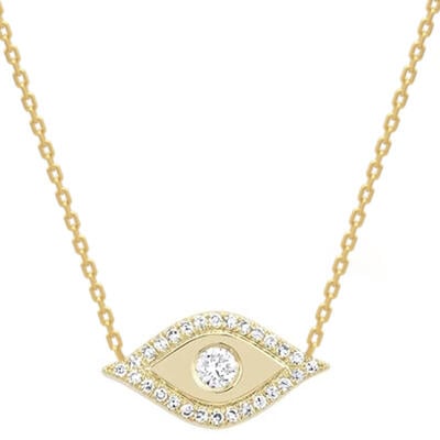 Jeulia "Evil Eye" Round Cut Sterling Silver Necklace