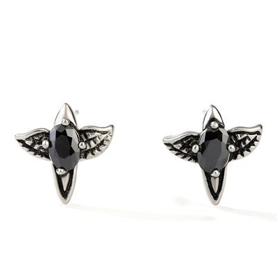 Jeulia Punk Style Eagle Titanium Steel Men's Earrings