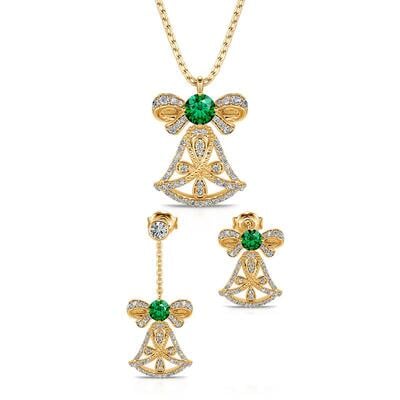 Jeulia "Jingle Bell" Yellow Gold Tone Sterling Silver Jewelry Set