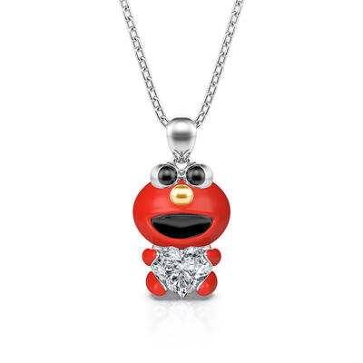 Jeulia Hug Me "Cookie Monster" Heart Cut Sterling Silver Necklace