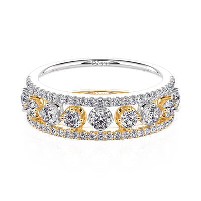 Jeulia Unique Dewdrop Two Tone Puzzle Ring Set