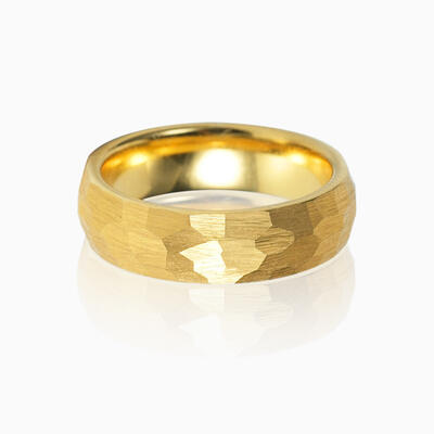 "Sunlit Promise" 6mm Hammered Edge Tungsten Carbide Men's Wedding Ring