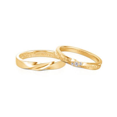Jeulia Nature Inspired Twisted Botanical Couple Ring Set