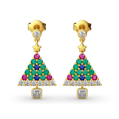 Jeulia "Christmas Tree" Round Cut Sterling Silver Earrings