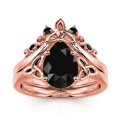 Jeulia Celtic Knot Pear Cut Sterling Silver Ring Set