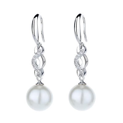 Jeulia Intertwined Design Pearl Sterling Silver Drop Earrings