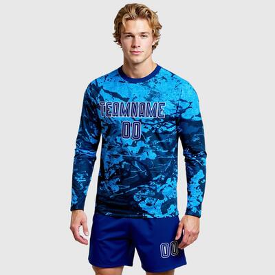 Custom Soccer Uniform Jersey Long Sleeve Tie Dye Royal-White Sublimation