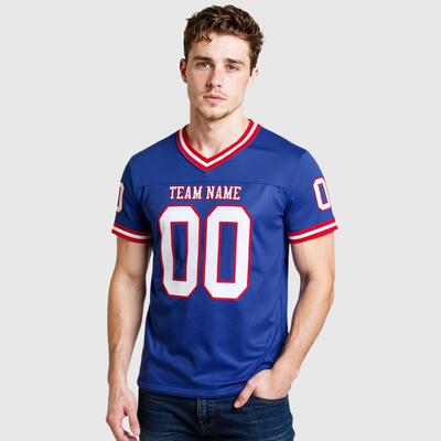 Custom Football Jersey Blue Player Edition Heat-Transfer Arm Patches, Personalized Size Scaling