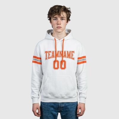 Custom Stitched White Football Pullover Sweatshirt Hoodie Soft Material Personalized Team Name & Number