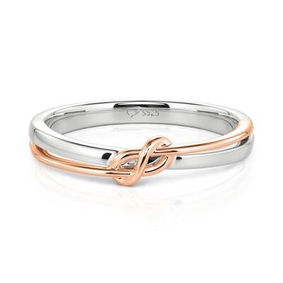 Jeulia Two Tone Knot Wedding Band for Men Sterling Silver