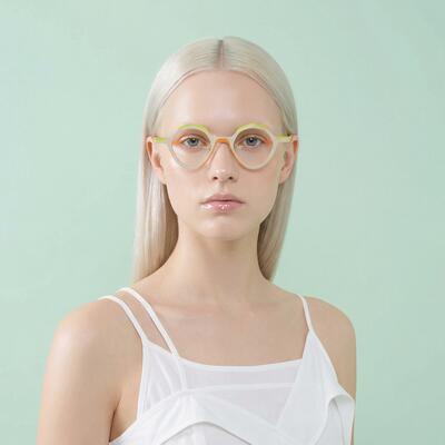 Christe Beige Round Glasses