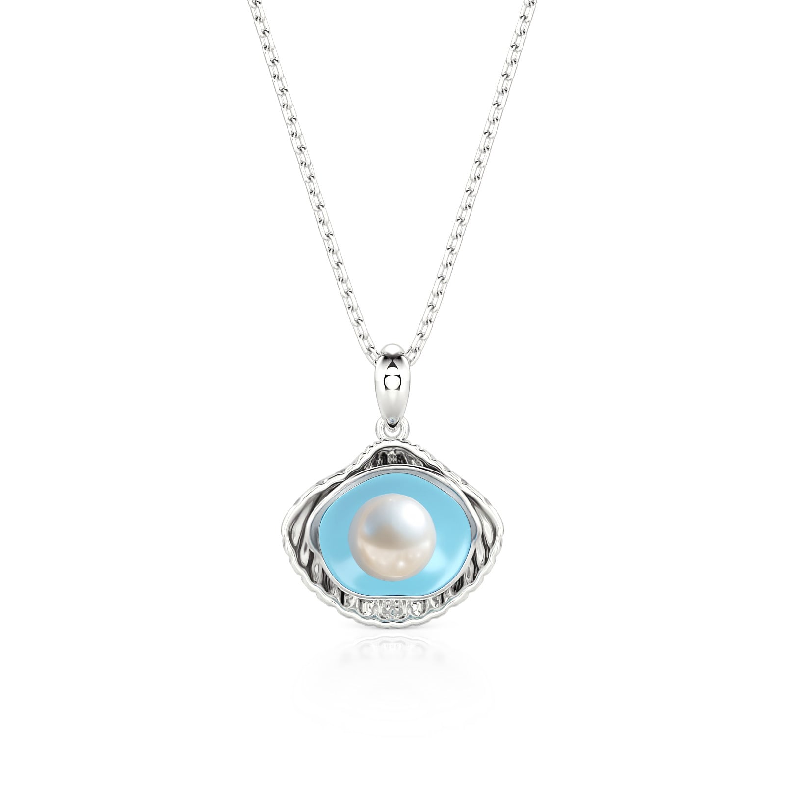 Jeulia Pearl Shell Necklace in Sterling Sterling