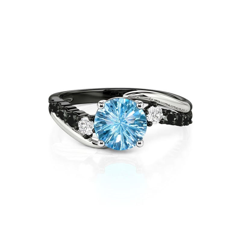 Jeulia Parallel Meet Bypass Firework Cut Topaz Promise Ring