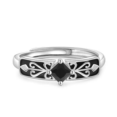 Jeulia Cool Black Knight Adjustable Men Ring Sterling Silver