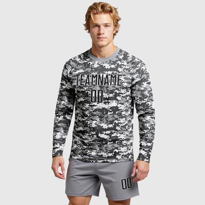 Custom Soccer Uniform Jersey Long Sleeve Camo Sublimation Salute To Service