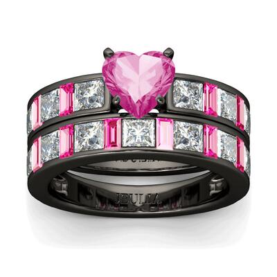 Jeulia Conjunto De Anillos De Talla Cordiforme En Plata De Ley