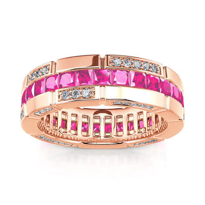 Jeulia "Elegant Eternity" Princess Cut Sterling Silver Women's Band