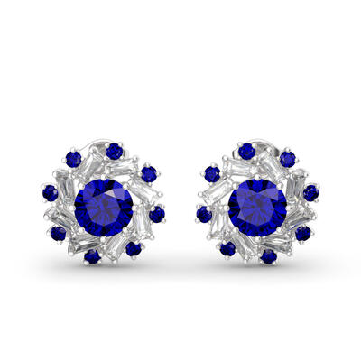 Jeulia Halo Round Cut Sterling Silver Stud Earrings