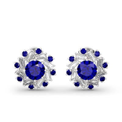 Jeulia Halo Round Cut Sterling Silver Stud Earrings