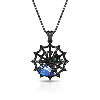 Jeulia "Clever Creator" Spider Web Sterling Silver Necklace