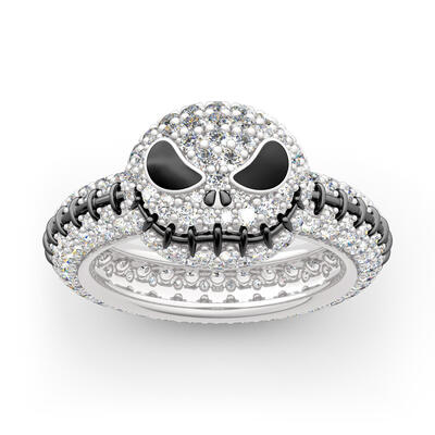 Jeulia "Pumpkin King" Cute Halloween Christmas Gift Sterling Silver Skull Ring