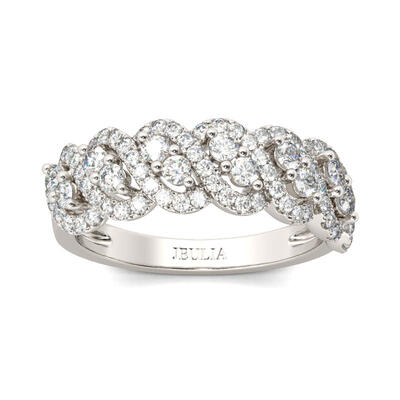 Jeulia Classic Round Cut Sterling Silver Women's Band