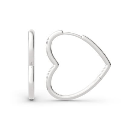 Jeulia Classic Heart Design Sterling Silver Hoop Earrings