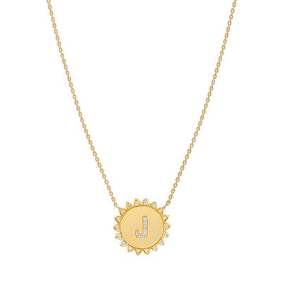 Jeulia "Warm Sun" Personalized Sterling Silver Initial Necklace