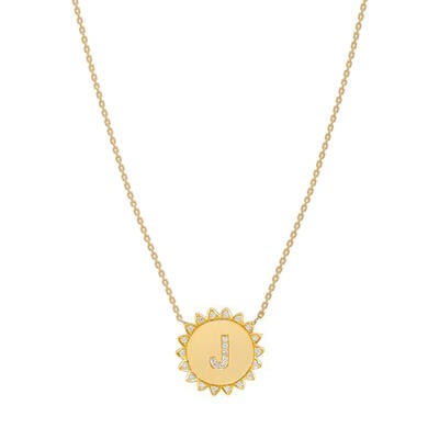 Jeulia "Warm Sun" Personalized Sterling Silver Initial Necklace