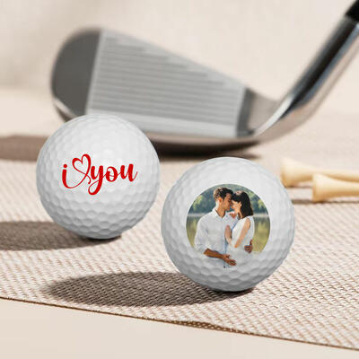 Customized Photo Golf Ball Set of 3 Desktop Ornaments Couple Valentine's Day Anniversary Gift