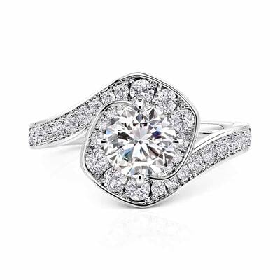 Jeulia Classic Bypass Halo Round Engagement Ring