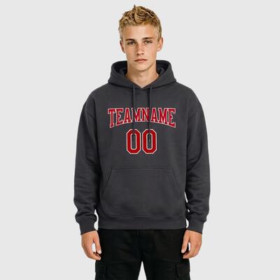 Comfortable Custom Stitched Black Sports Pullover Hoodie Breathable Fabric Custom Team Name & Number