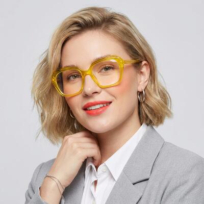 Alberta Yellow Geometric Glasses