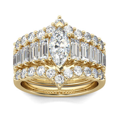 Jeulia 3PC Marquise Cut Sterling Silver Ring Set