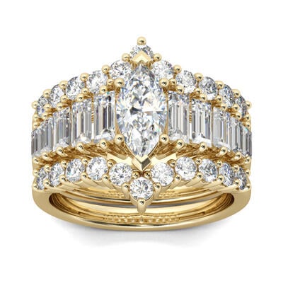 Jeulia 3PC Marquise Cut Sterling Silver Ring Set