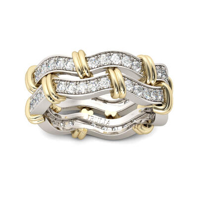 Jeulia Knot Round Cut Sterling Silver Women's Band