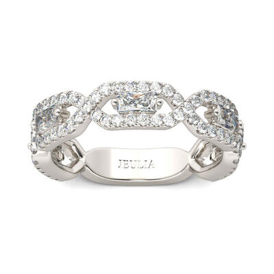 Jeulia Twist Radiant Cut Sterling Silver Women's Band