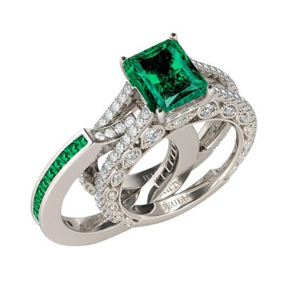 Jeulia Interchangeable Radiant Cut Sterling Silver Ring Set