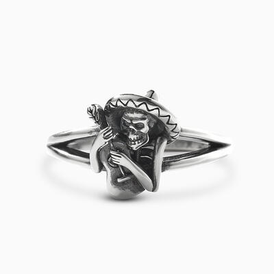Jeulia "Day of The Dead" Skull Sterling Silver Ring