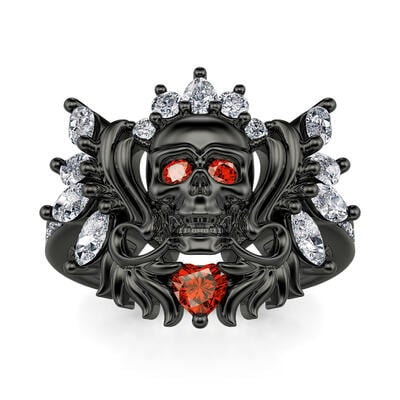 Jeulia "My Queen" Skull Design Wings Sterling Silver Ring