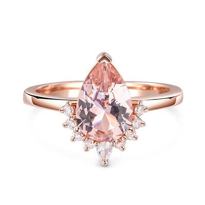 Jeulia Pear Cut Synthetic Morganite Sterling Silver Ring